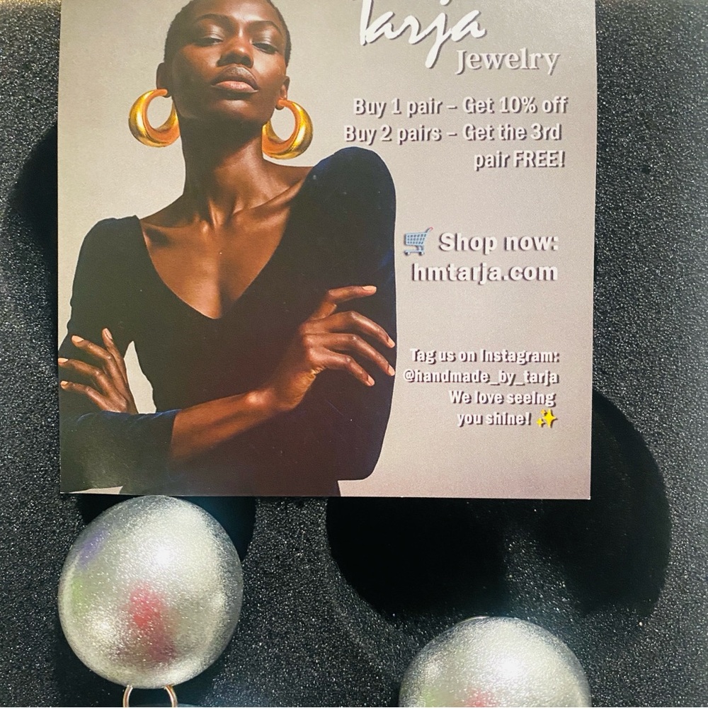 NEW Tarja Balloons Earrings Clip-On Earrings in Silver - Picture 8 of 14